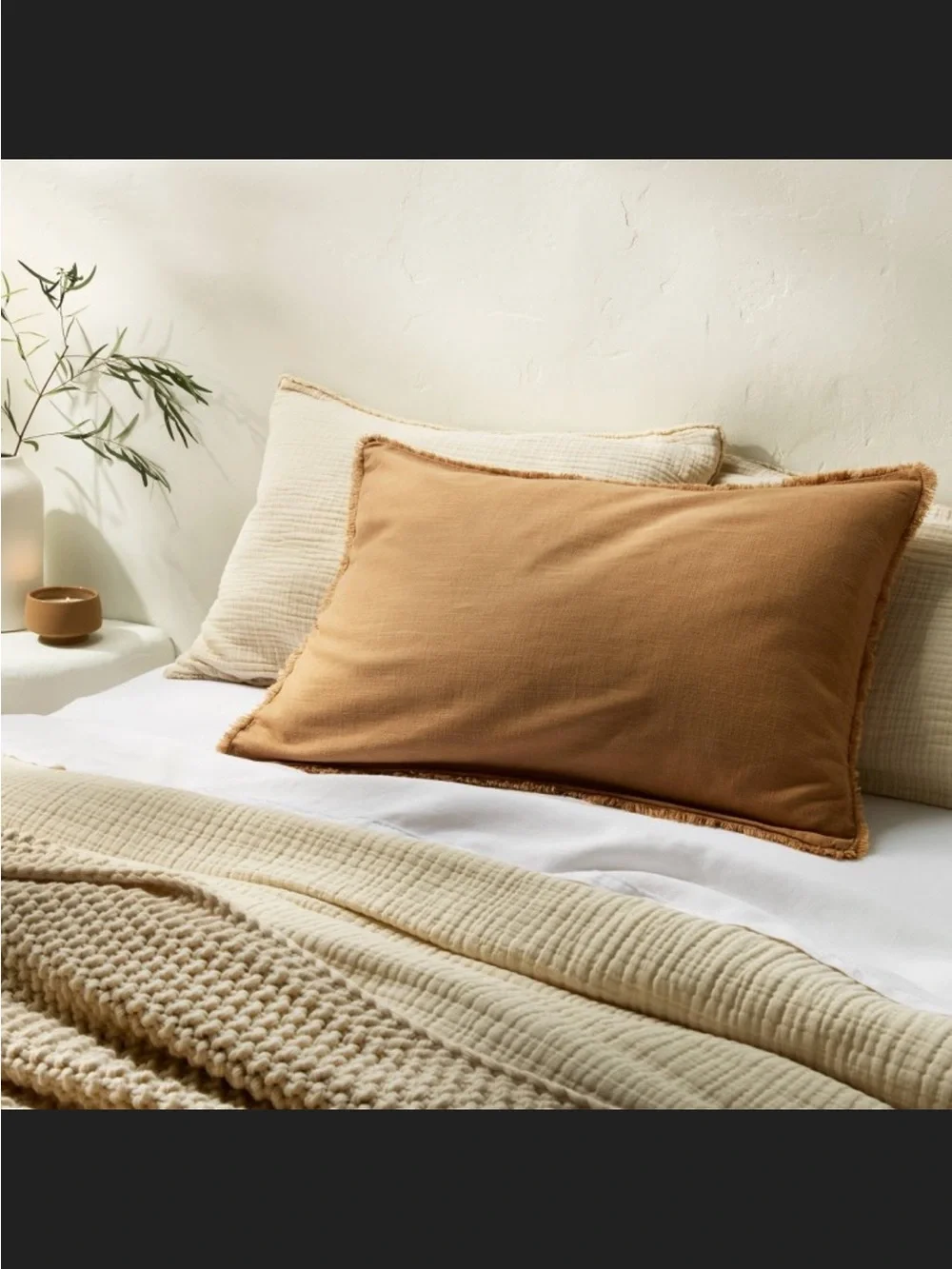 Standard Heavyweight Linen Blend Pillow Sham Warm Brown- Casaluna